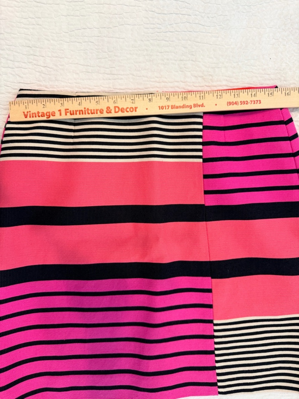 LOFT NWT Pink & Black Striped Block Mini Skirt - Picture 6 of 9
